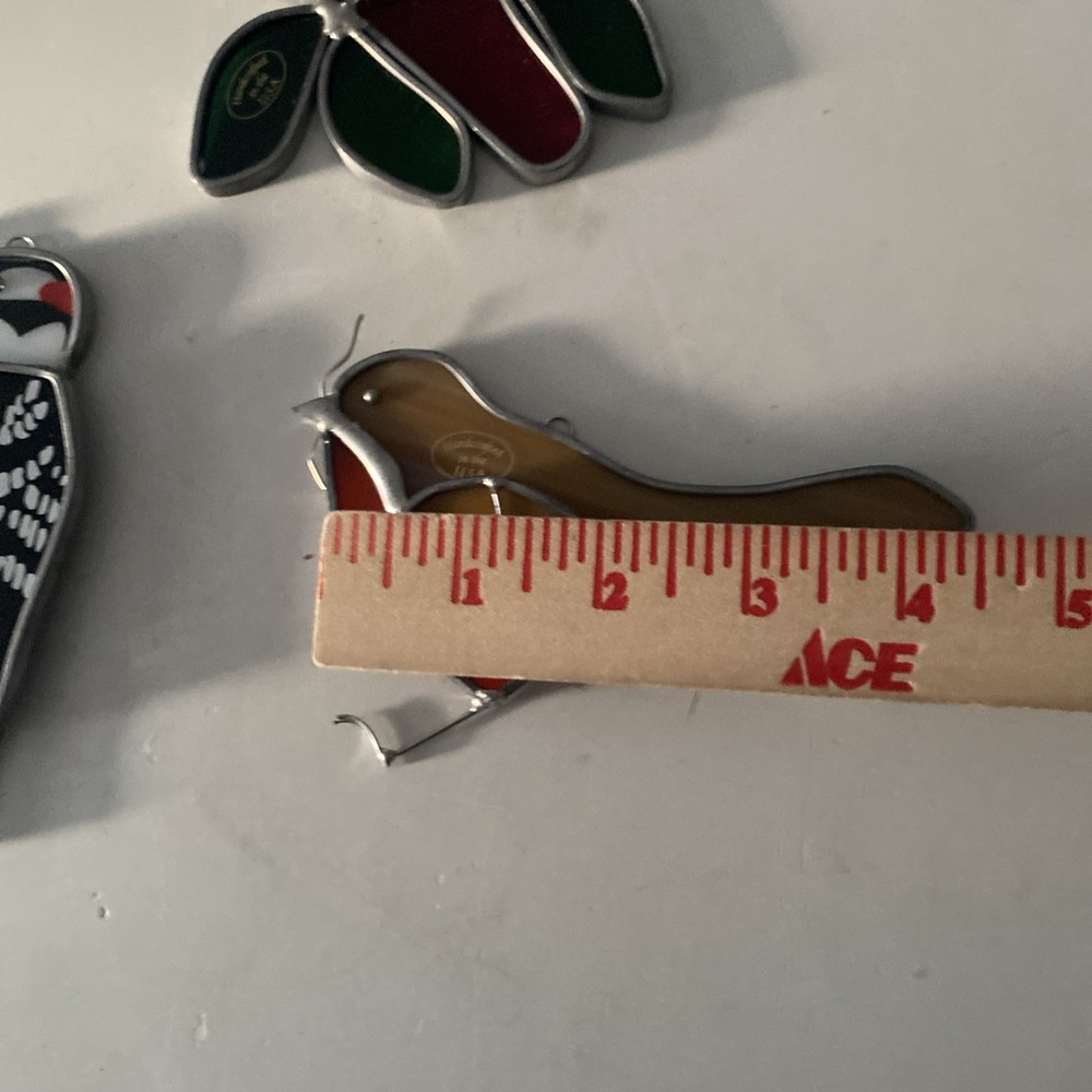 Lot of 3 Stained Glass Handcrafted Birds Cardinal Woodpecker Robin Suncatchers - Picture 12 of 12